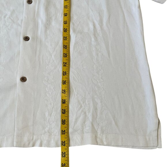 Tommy Bahama Silk Shirt Men's Size 2XL White Floral Knit Aloha Hawaiian Style - Picture 4 of 5